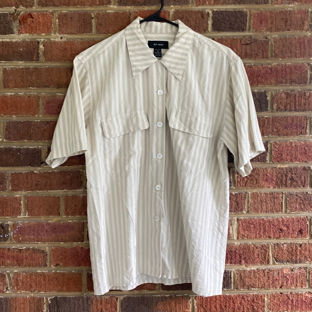 100% Silk striped button shirt by Silk House
